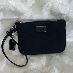 Coach Black Wristlet with Signature Logo